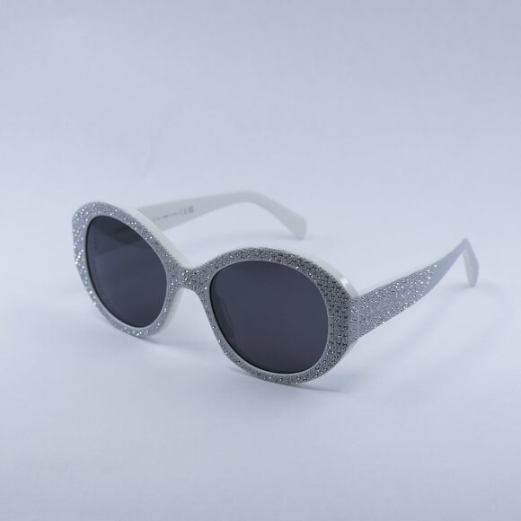 Celine CL4240IS 25A Sunglasses Shiny Ivory with Silver Studs Embellishment Frame - Picture 1 of 12